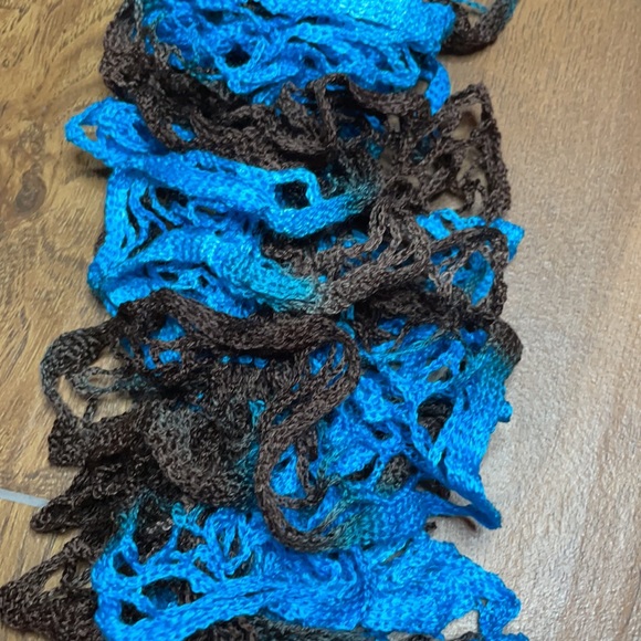 Handmade By Ann Domingos | Knitted Scarf | Blue & Brown - Picture 3 of 3